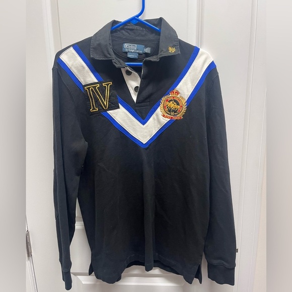RALPH LAUREN POLO SNOW CHALLENGE CUP RUGBY SHIRT 3 CROWN CREST MEDIUM VTG - Picture 1 of 12